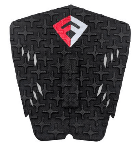 Pad de Surf signé Brad Domke modèle Dom IV de couleur noire avec le logo Freak Traction rouge et blanc - CM Surfing