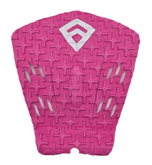 Pad de Surf modèle Peter Mendia III de couleur rose avec le logo Freak Traction de couleur blanche - CM Surfing