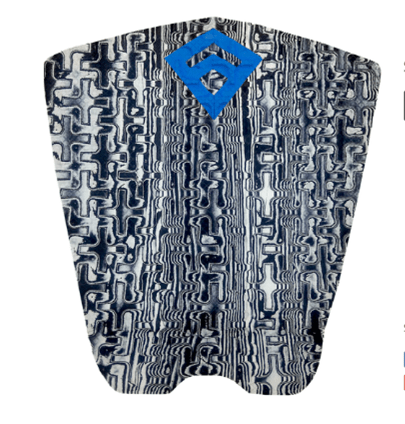 Pad de Surf modèle Phantom de couleur acidulée noire et blanche avec le logo Freak Traction de couleur bleue - CM Surfing