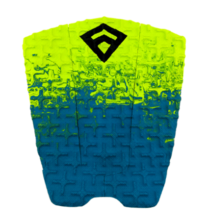 Pad de Surf modèle Phantom Fade de couleurs jaune citron et bleu avec le logo Freak Traction de couleur noire - CM Surfing