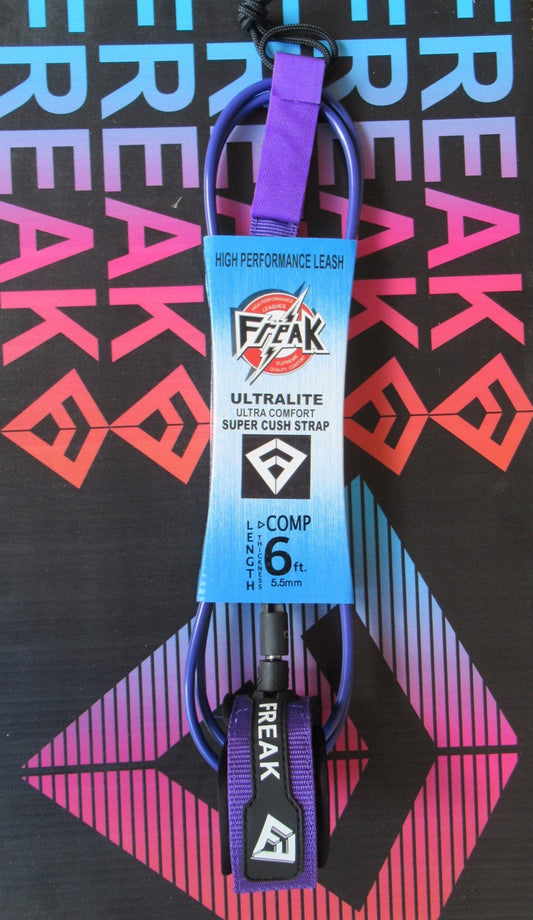 Leash de Surf Freak Traction de taille 6' modèle Compétition 5.5mm de couleur violet - CM Surfing