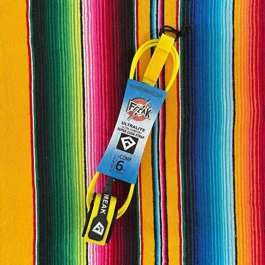 Leash de Surf Freak Traction de taille 6' modèle Compétition 5.5mm de couleur jaune - CM Surfing