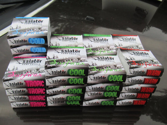 Pack "Mix" de 36 wax de Surf SSlater dont 6 Cold, 17 Cool, 9 Warm et 4 Tropic - CM Surfing