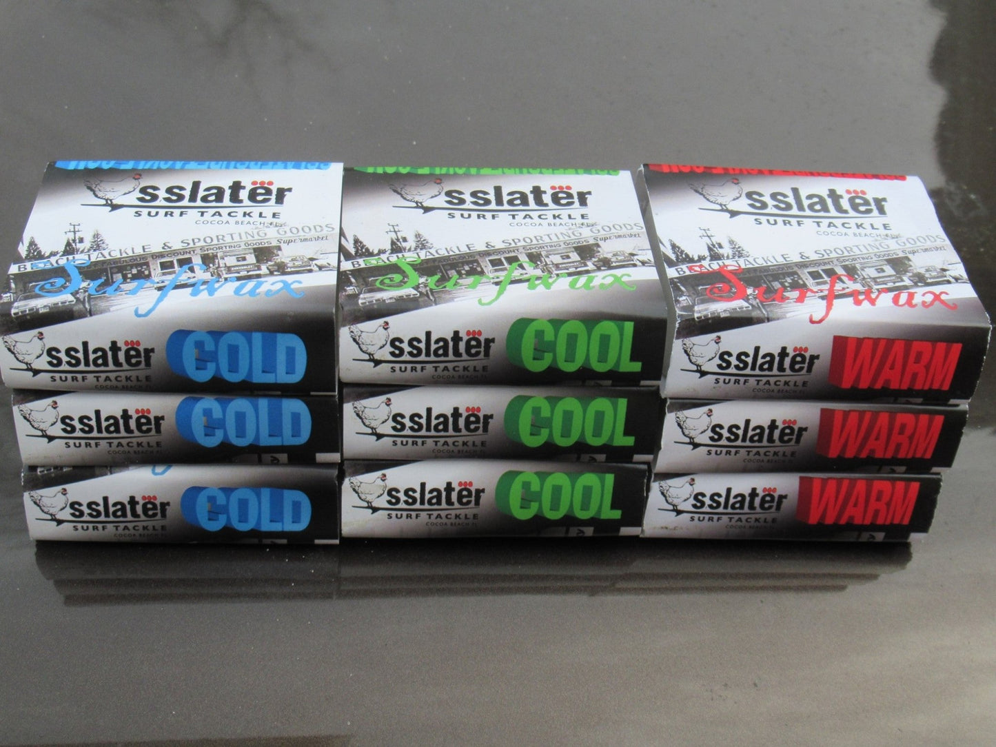 Pack "Mix" de 9 wax de Surf SSlater dont 3 Cold, 3 Cool et 3 Warm - CM Surfing