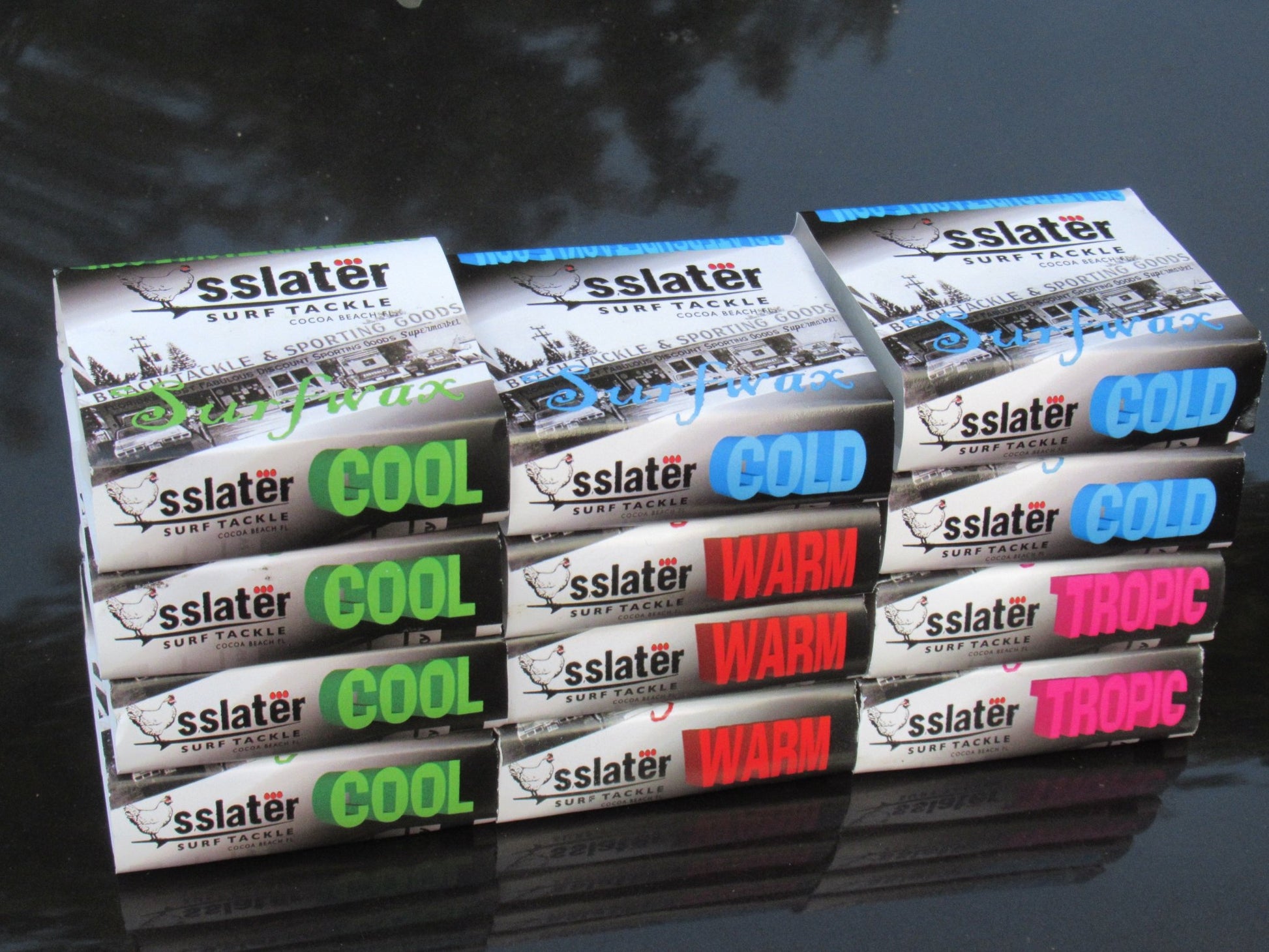 Pack "Mix" de 12 wax de Surf SSlater dont 4 Cool, 3 Cold, 3 Warm et 2 Tropic - CM Surfing